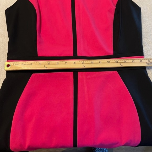 7th Avenue NY & Co. Pink Black Colorblock Short Dress Barbie Core Dress Sz 12 - Picture 12 of 13